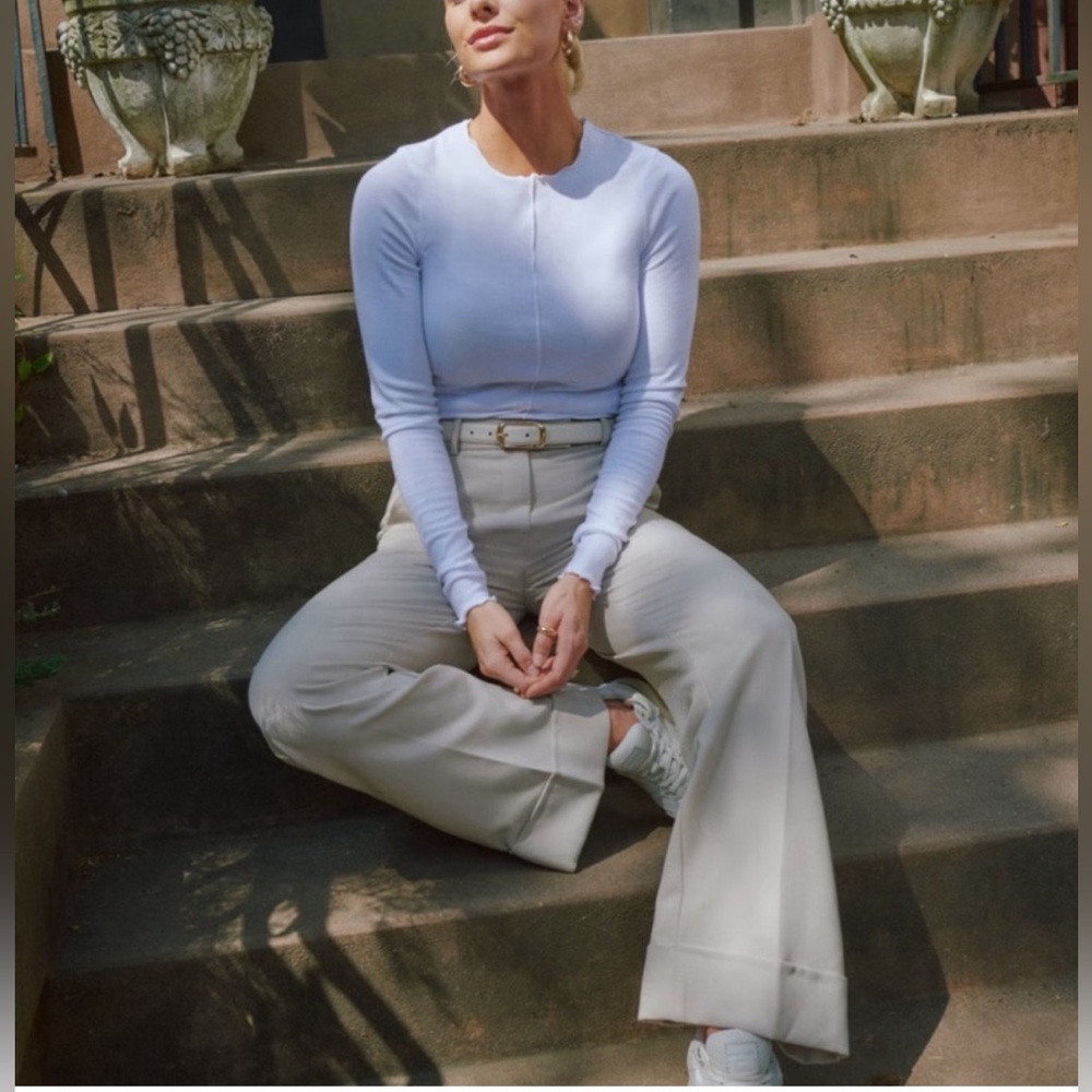 Abercrombie & Fitch Cream Wide-Leg Trousers